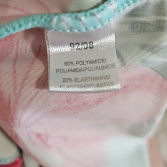 Girls Skirted Swimsuit/Unitard Active Dress Mint Green with Hawaiian Flowers 4T - Picture 4 of 4